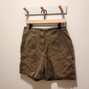 High Waisted Moss Green Khaki Shorts Jones Wear Sport Vintage 10 measurements in